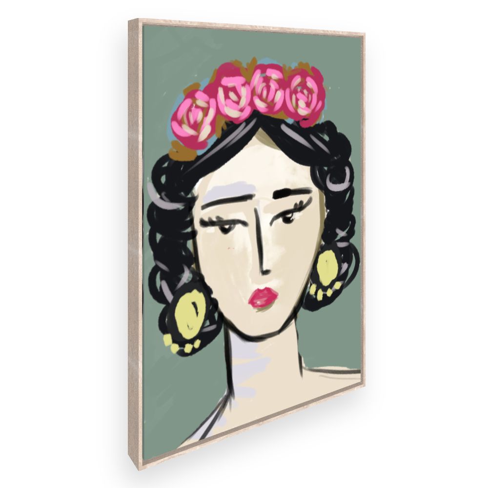 Toile Portrait fleuri