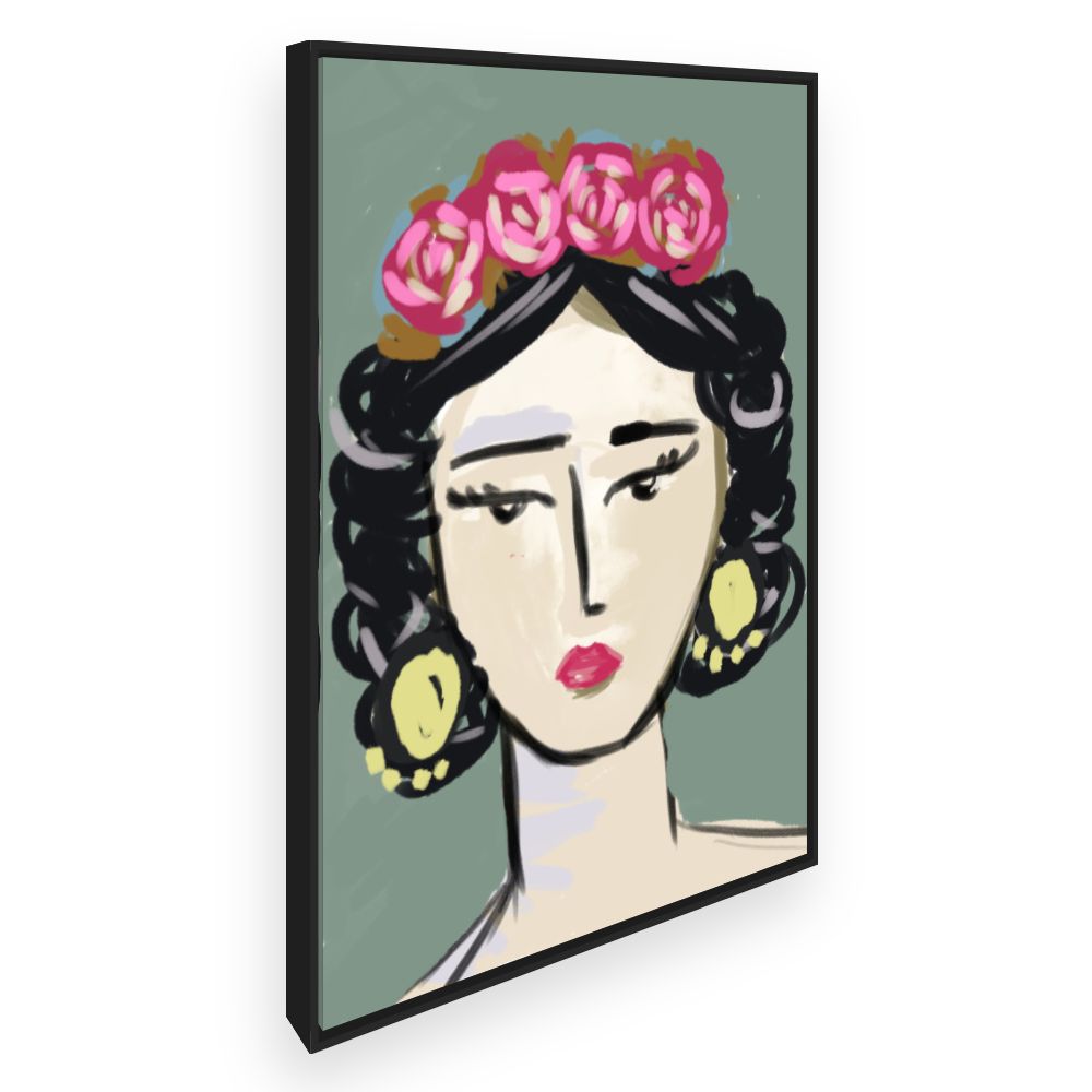 Toile Portrait fleuri