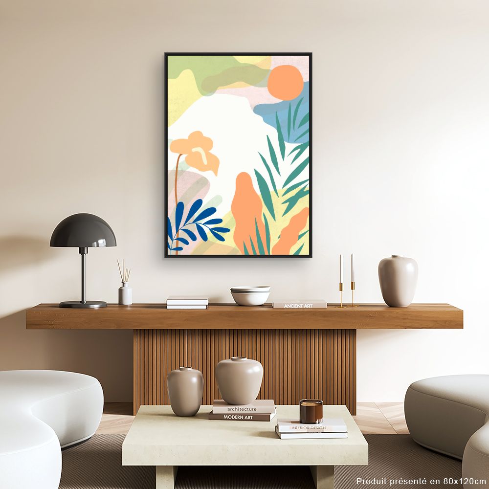 Tableau Jardin tropical coloré