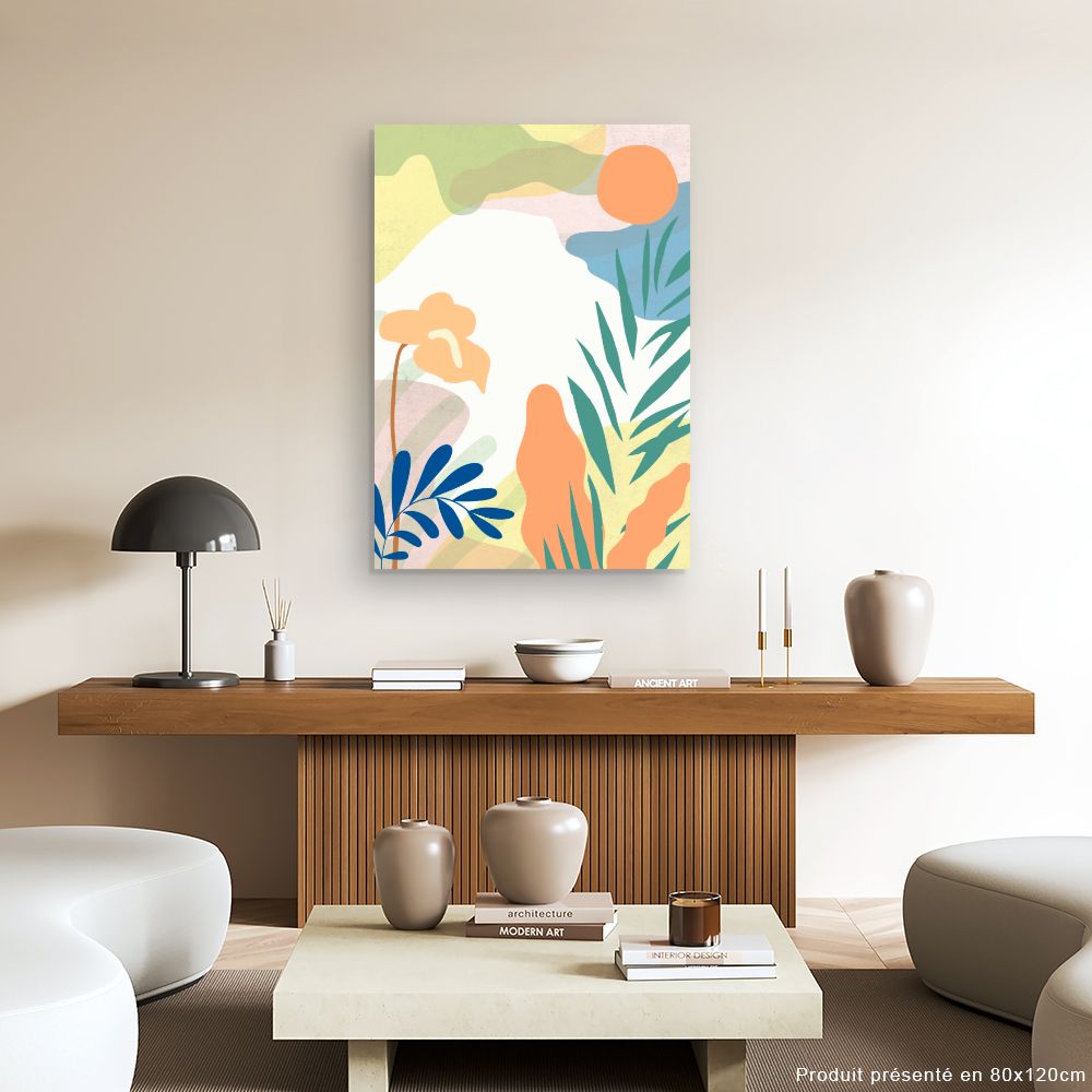 Tableau Jardin tropical coloré