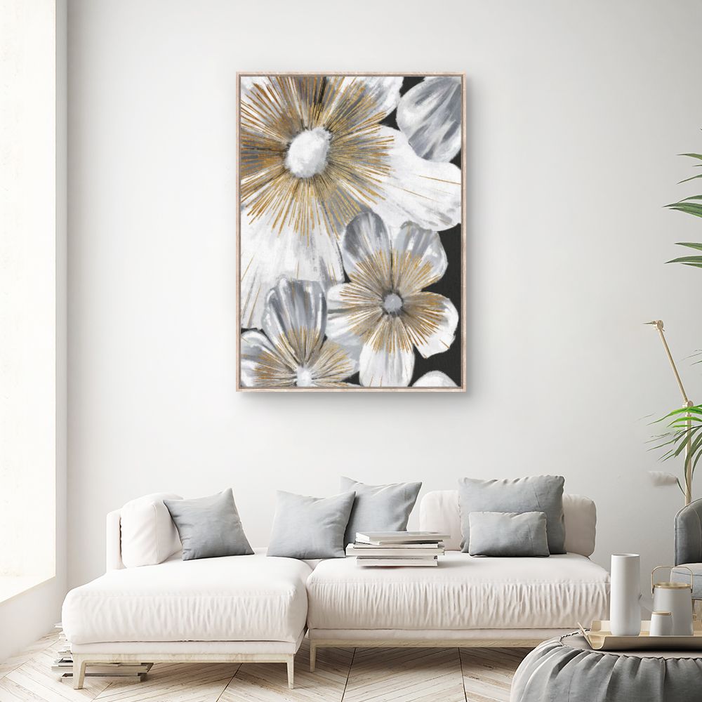 Tableau Fleurs dorées élégantes