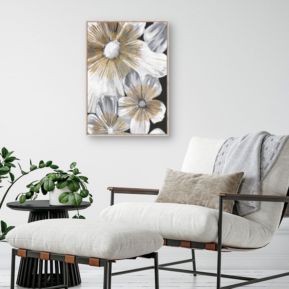 Tableau Fleurs dorées élégantes