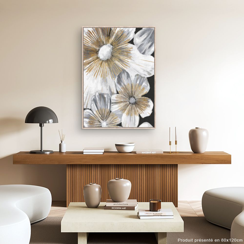 Tableau Fleurs dorées élégantes