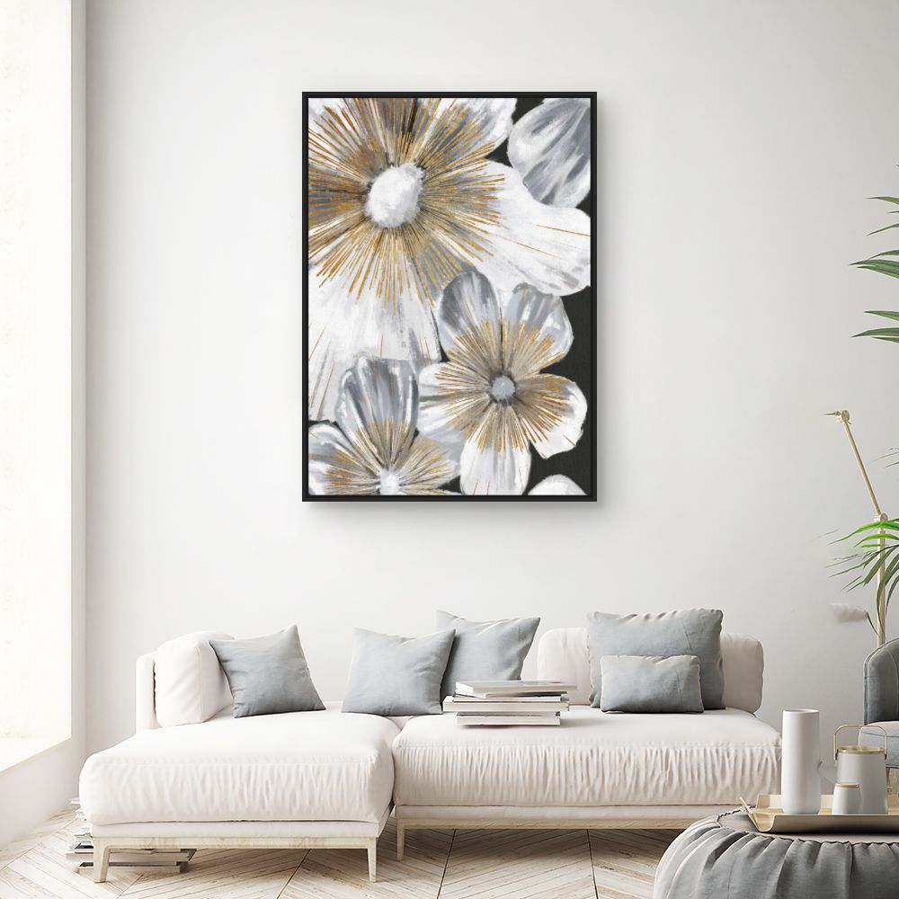 Tableau Fleurs dorées élégantes