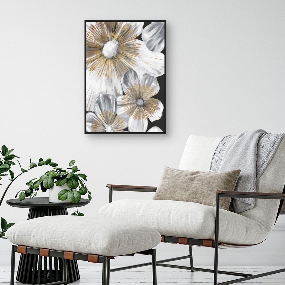 Tableau Fleurs dorées élégantes