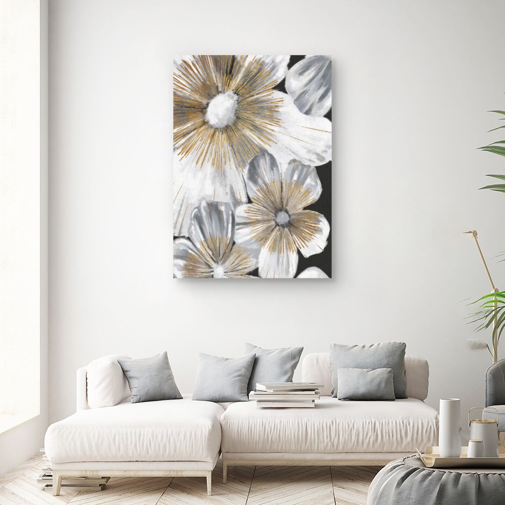 Tableau Fleurs dorées élégantes