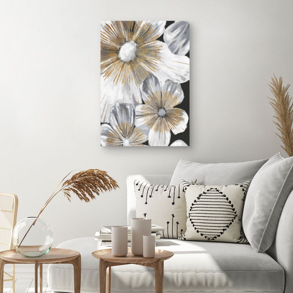 Tableau Fleurs dorées élégantes