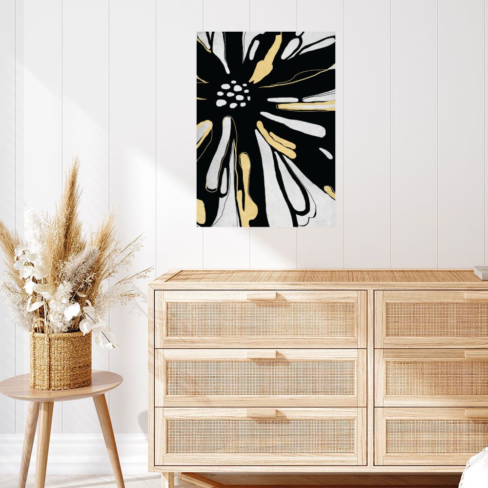 Affiche Fleur abstraite dorée