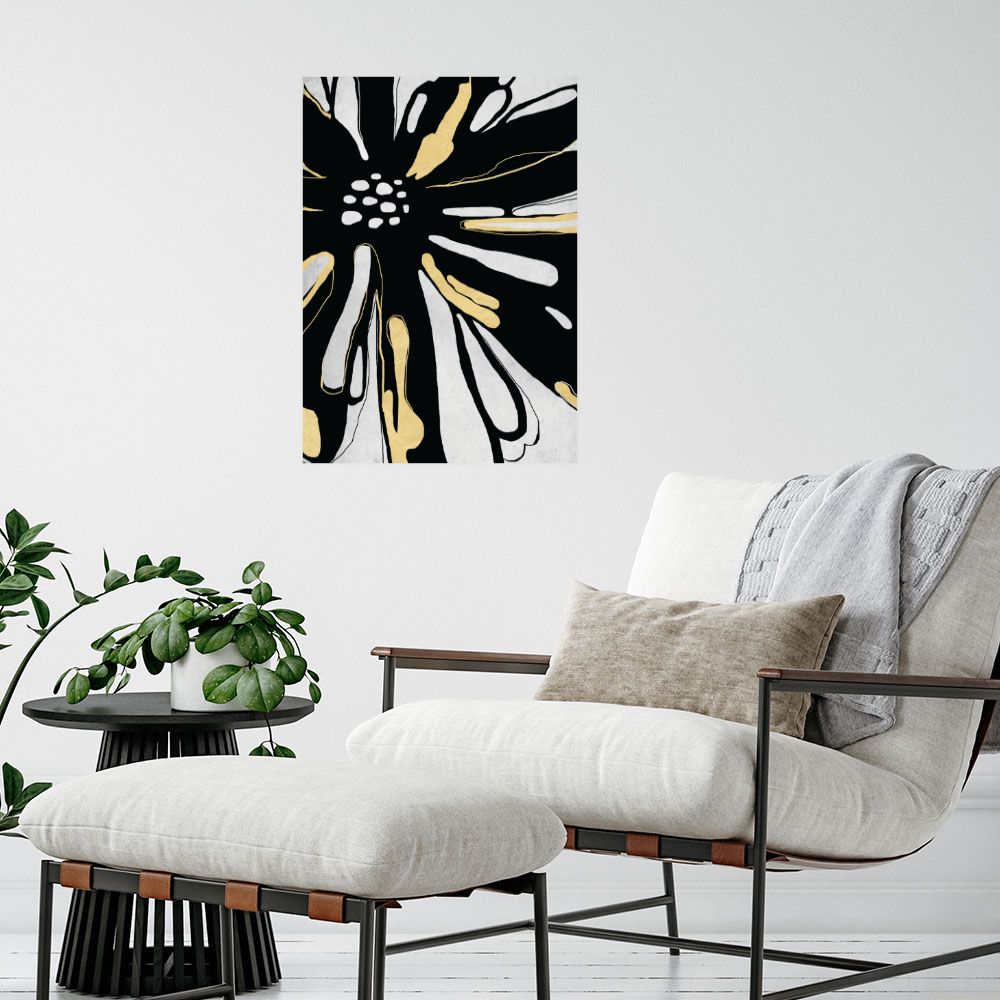 Affiche Fleur abstraite dorée