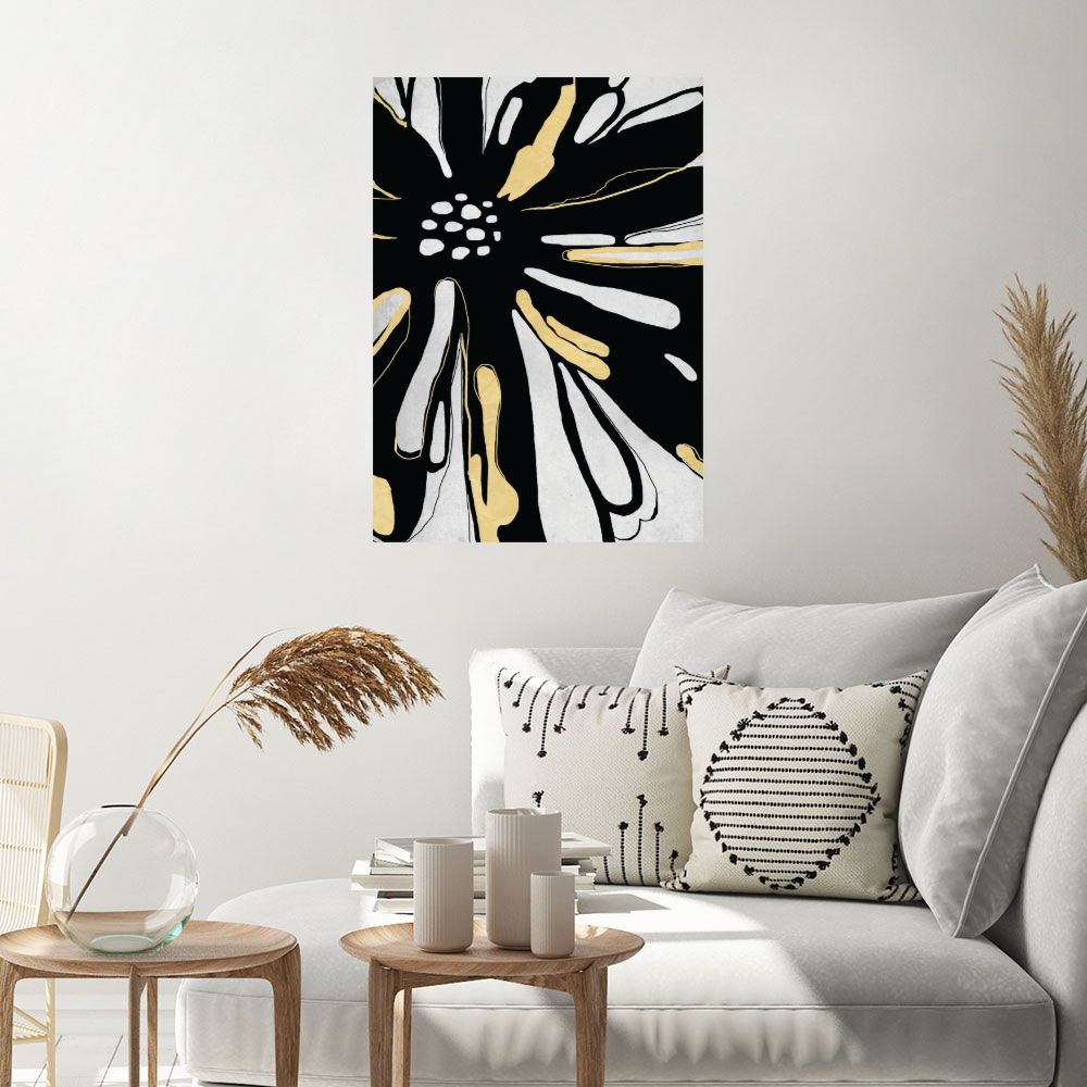 Affiche Fleur abstraite dorée