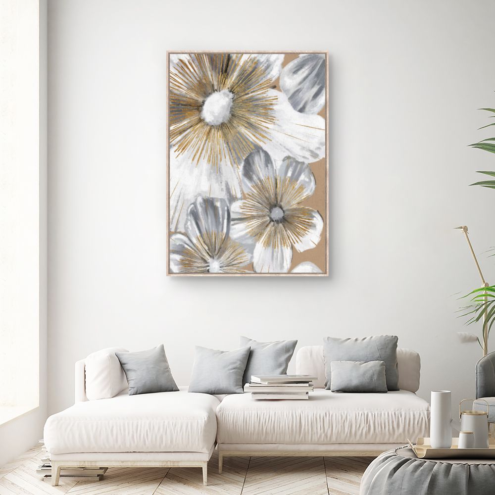 Tableau Éclat floral doré