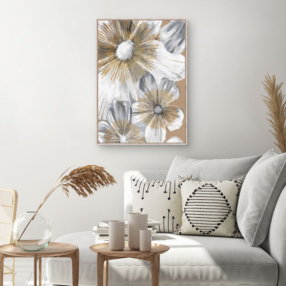 Tableau Éclat floral doré