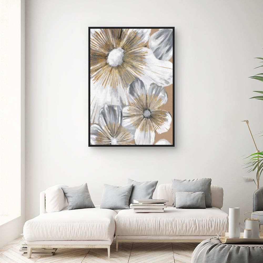 Tableau Éclat floral doré