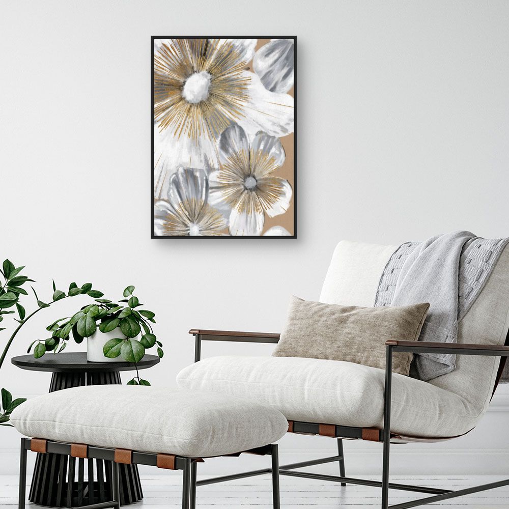 Tableau Éclat floral doré