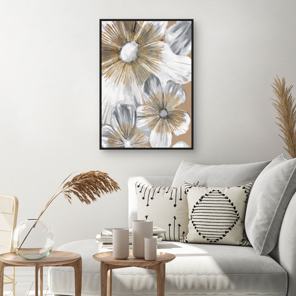 Tableau Éclat floral doré