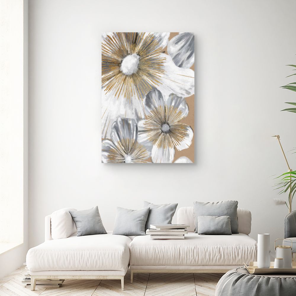 Tableau Éclat floral doré