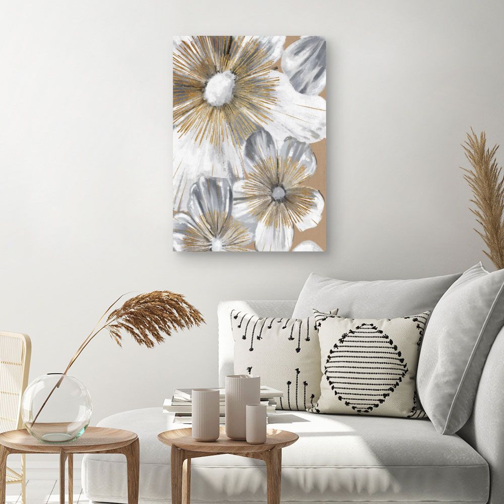 Tableau Éclat floral doré