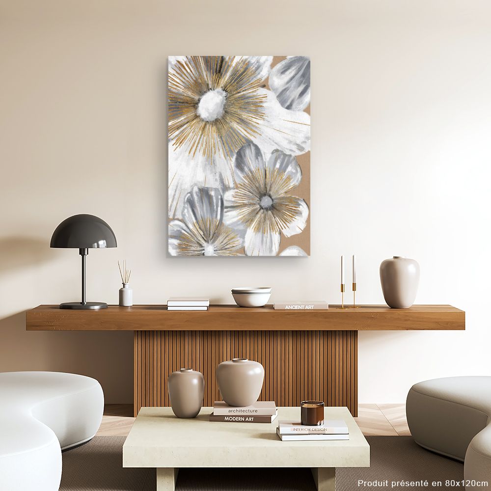 Tableau Éclat floral doré