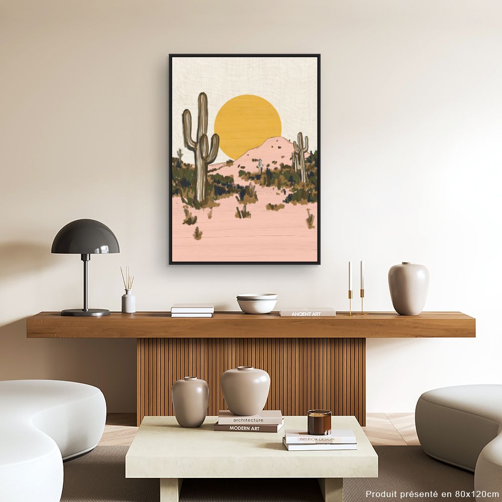 Tableau Cactus au coucher