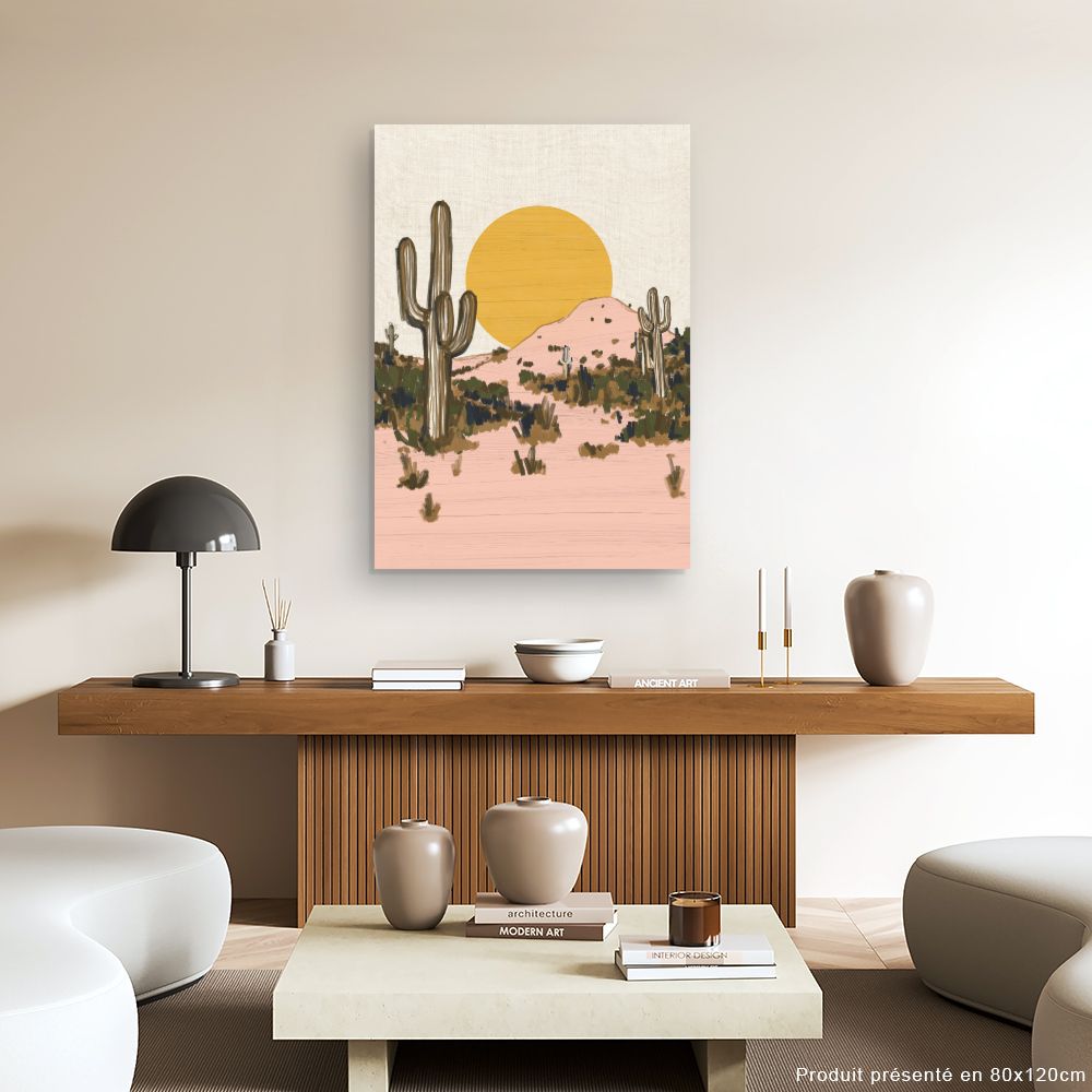 Tableau Cactus au coucher