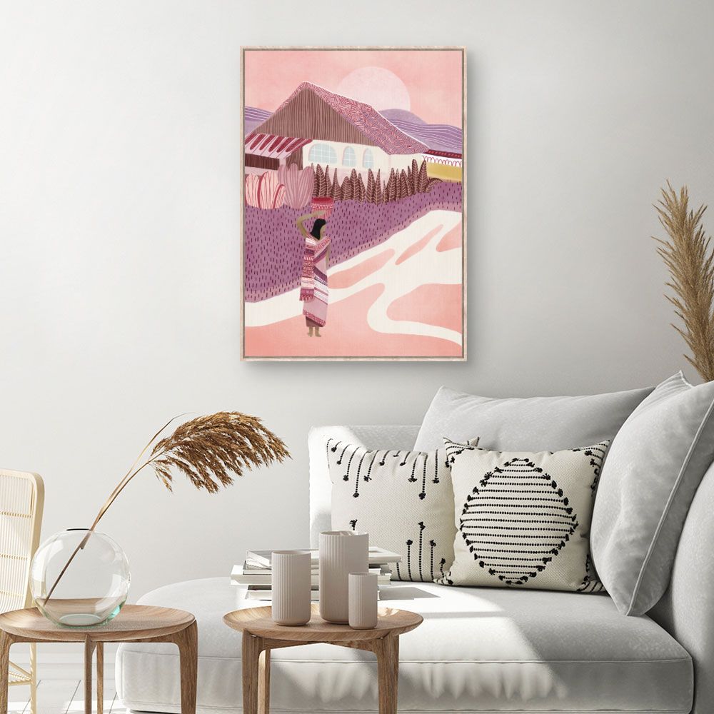 Tableau Scène village idyllique