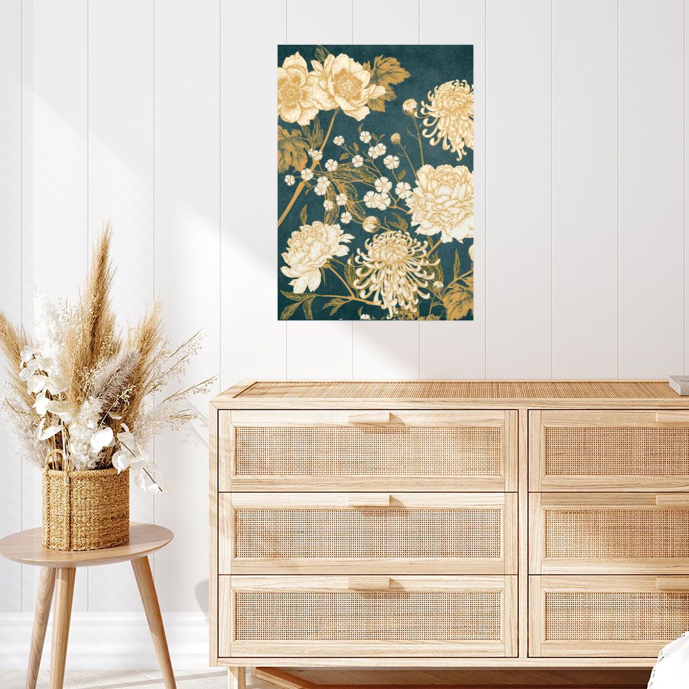 Affiche Fleurs dorées élégantes