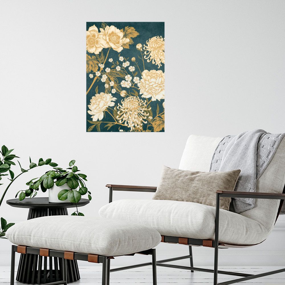 Affiche Fleurs dorées élégantes