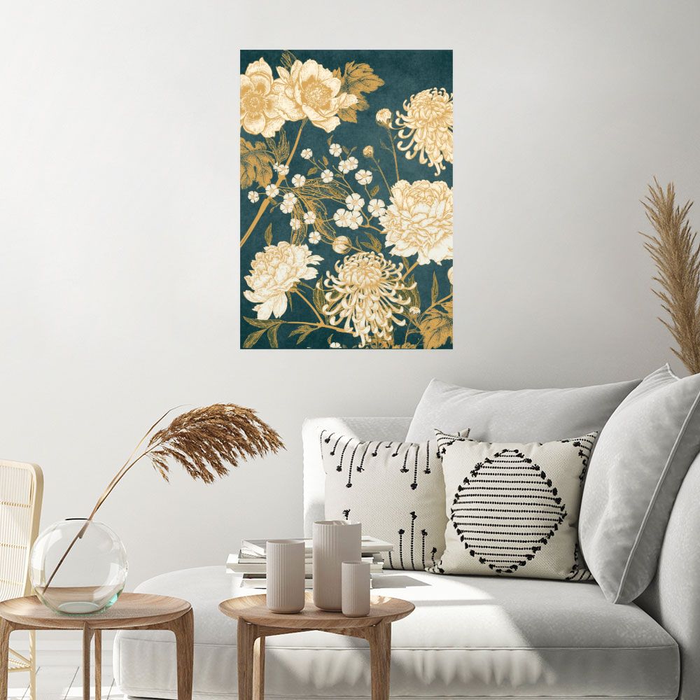 Affiche Fleurs dorées élégantes