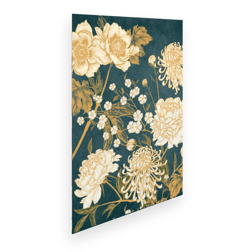 Affiche Fleurs dorées élégantes
