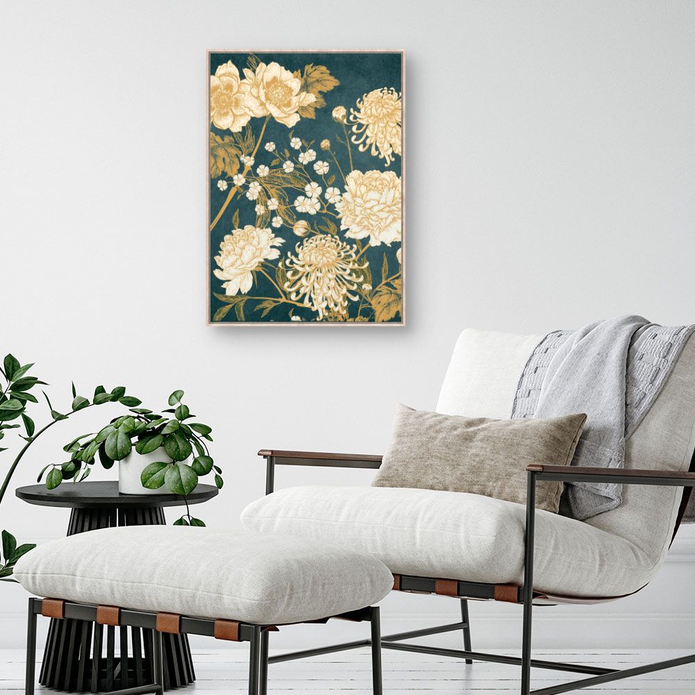 Tableau Fleurs dorées