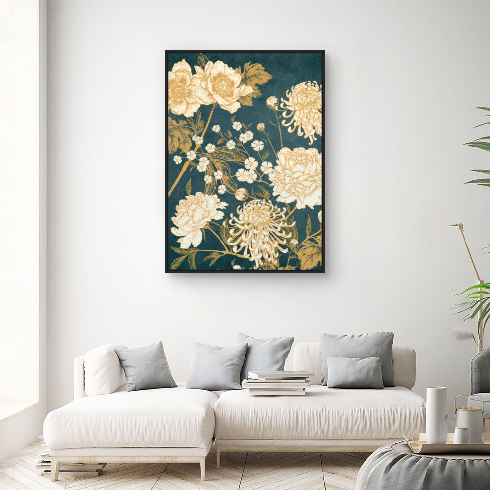 Tableau Fleurs dorées