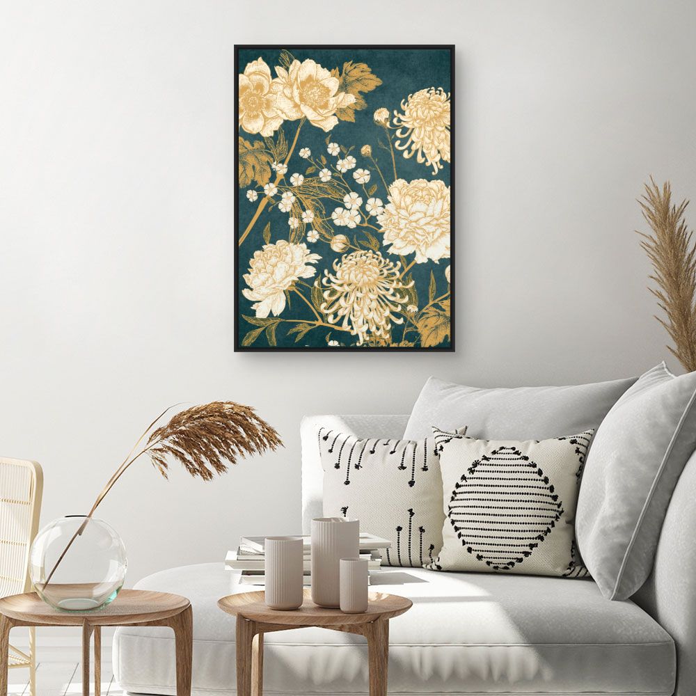 Tableau Fleurs dorées