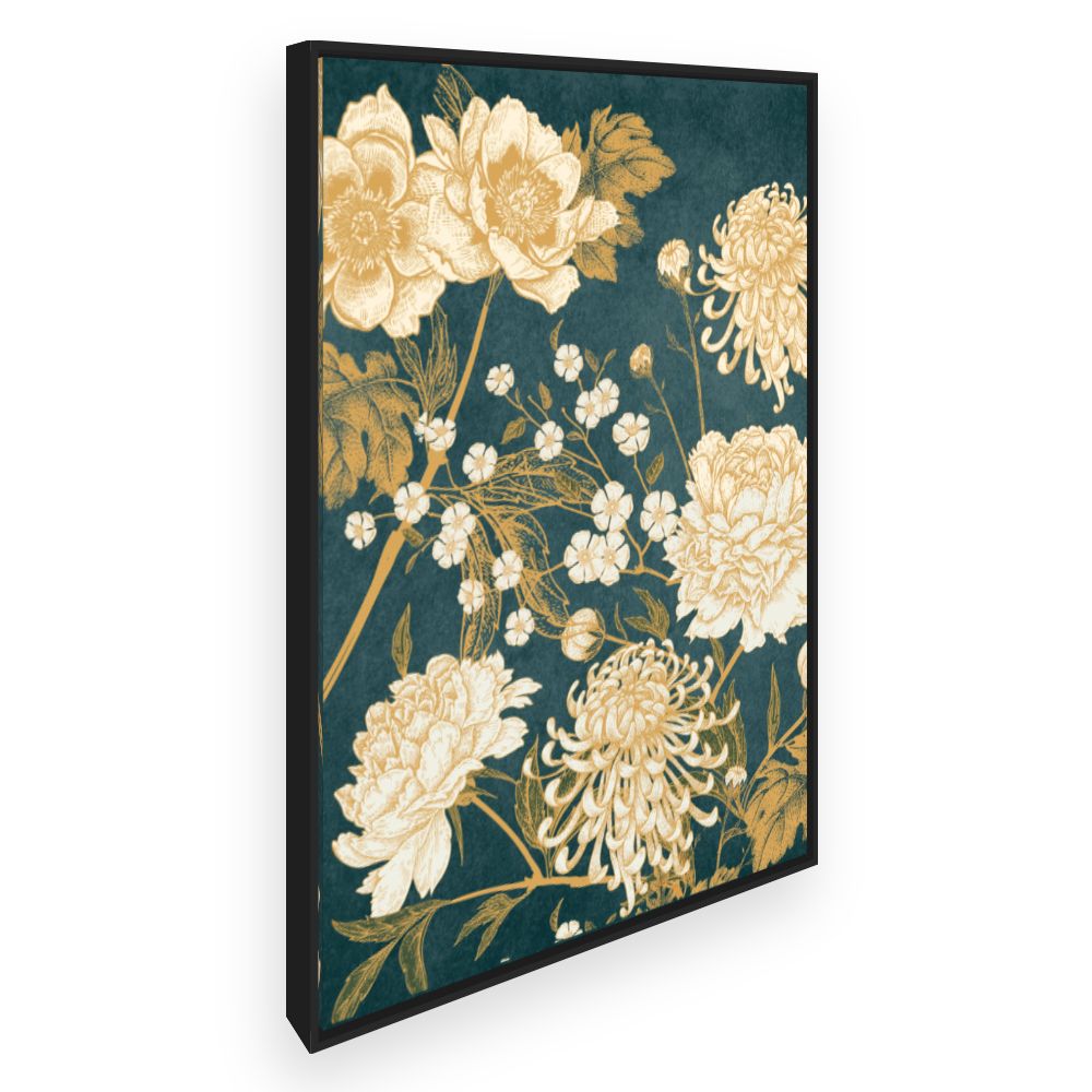 Toile Fleurs dorées