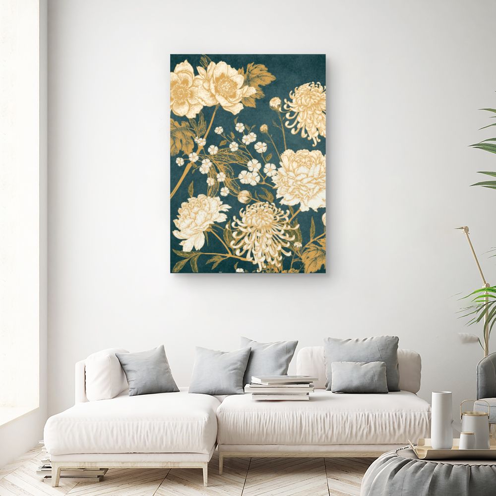 Tableau Fleurs dorées