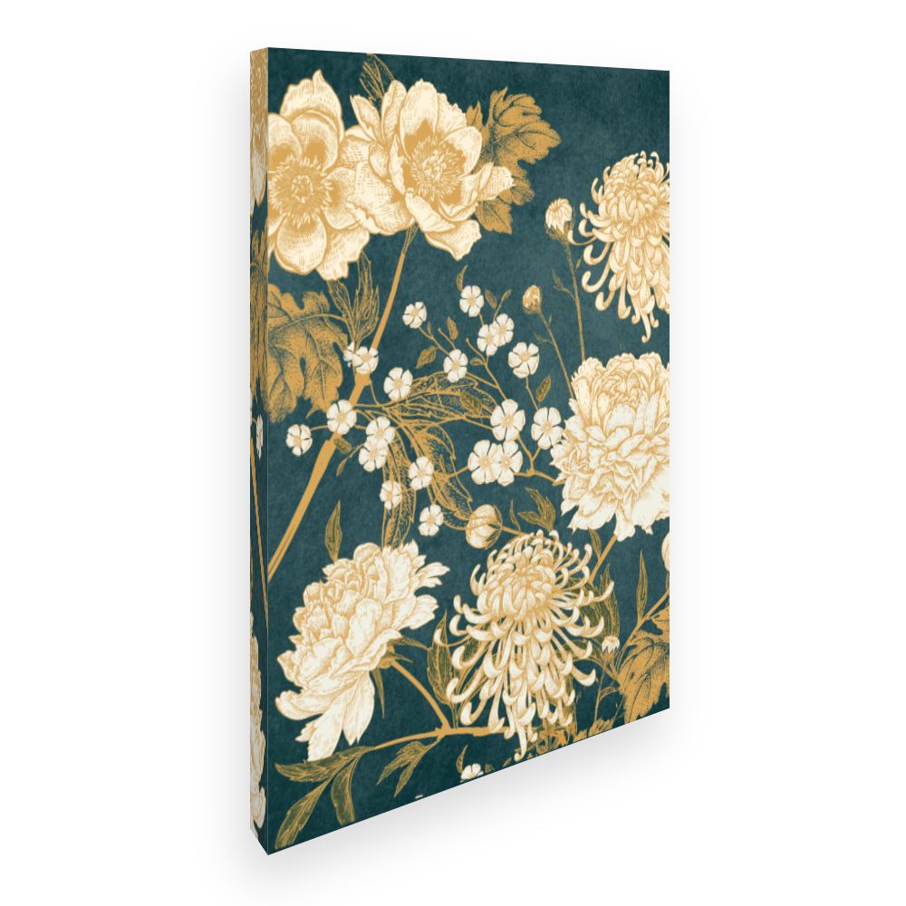 Toile Fleurs dorées
