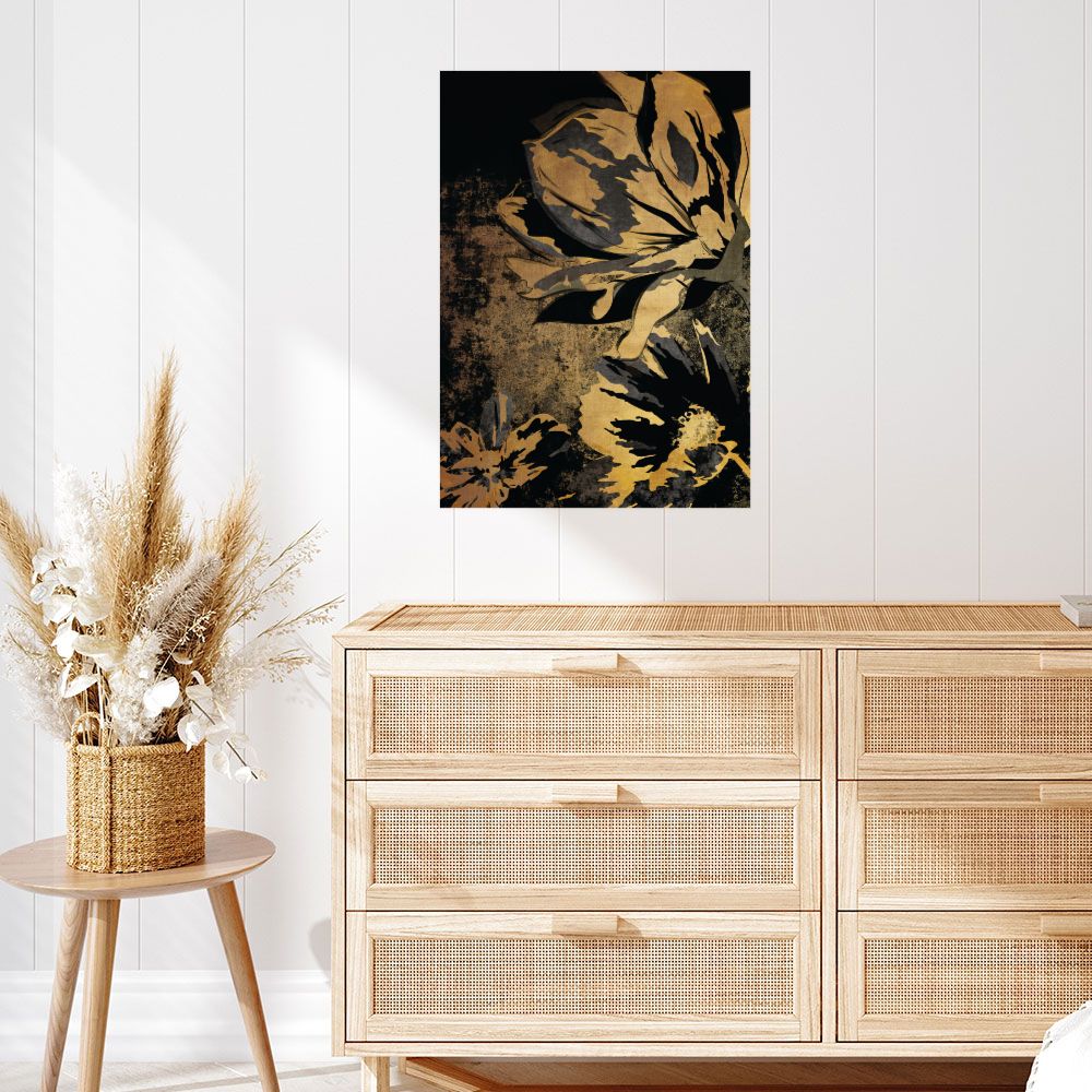 Affiche Fleurs dorées élégantes