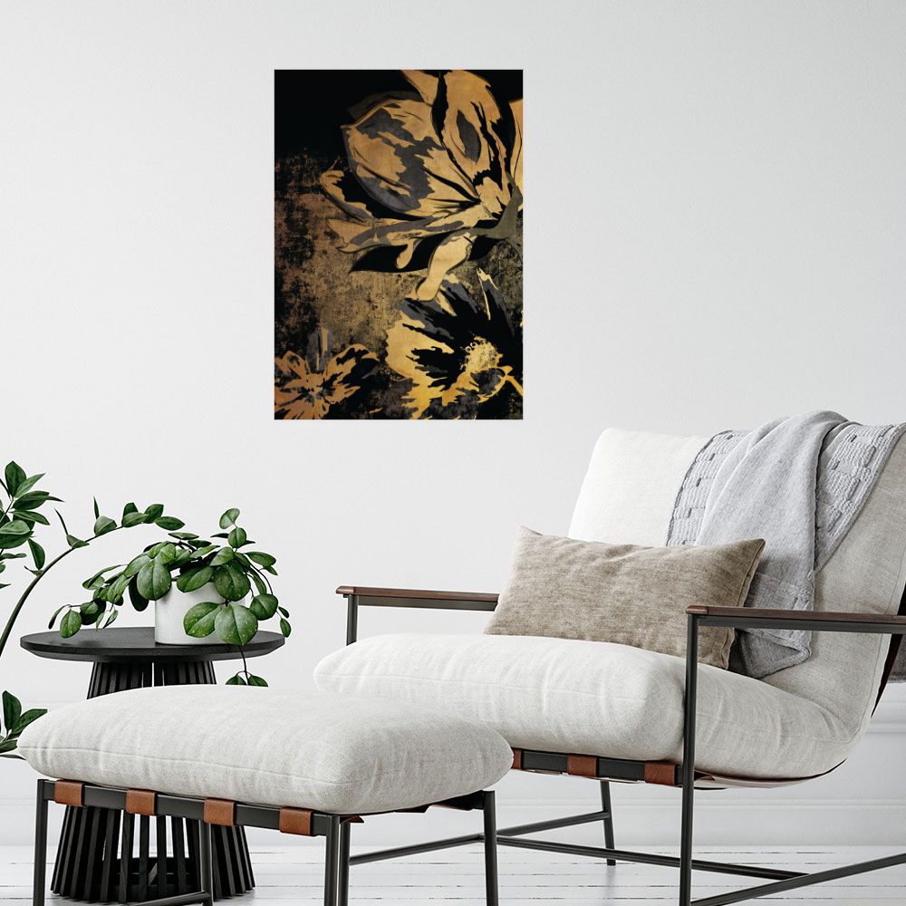 Affiche Fleurs dorées élégantes