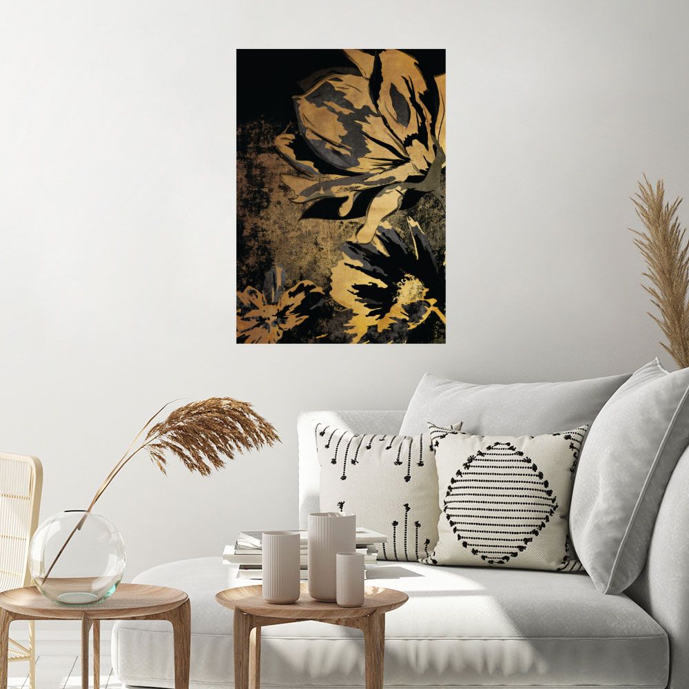 Affiche Fleurs dorées élégantes