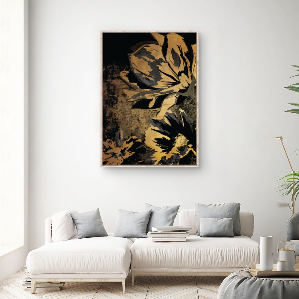 Tableau Fleurs dorées élégantes