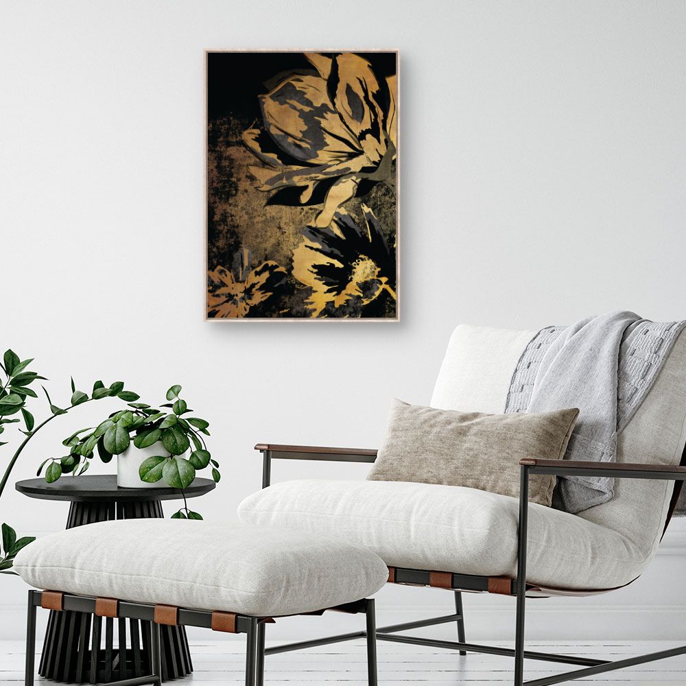 Tableau Fleurs dorées élégantes