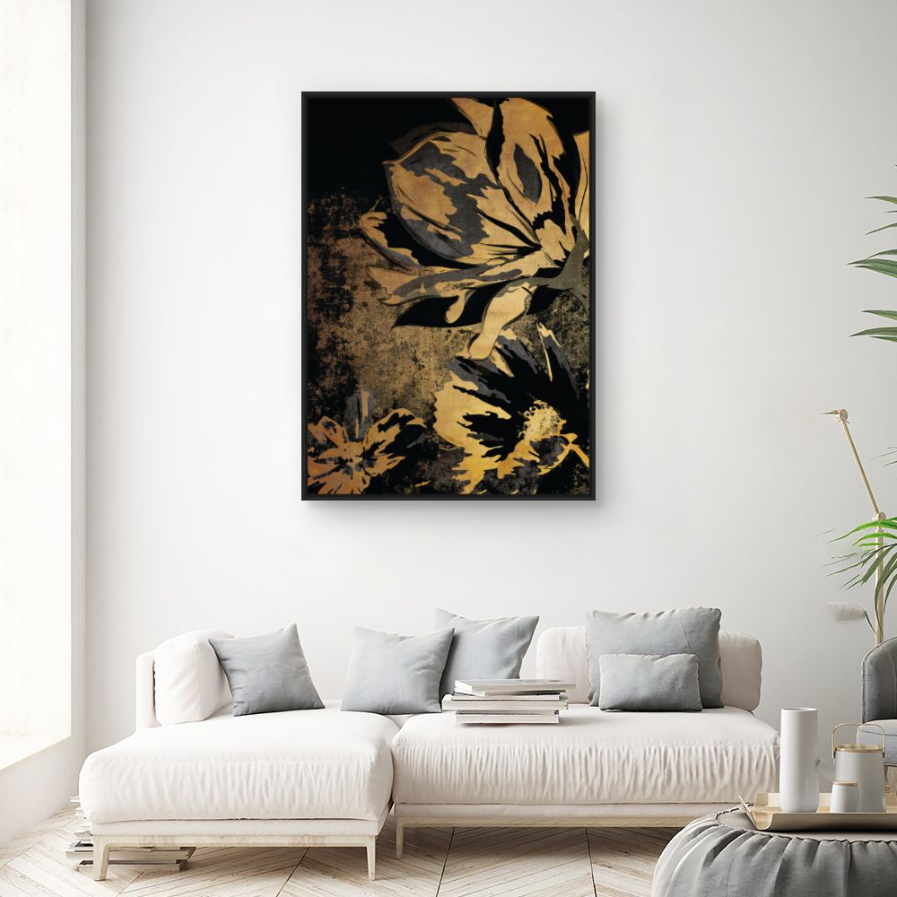 Tableau Fleurs dorées élégantes