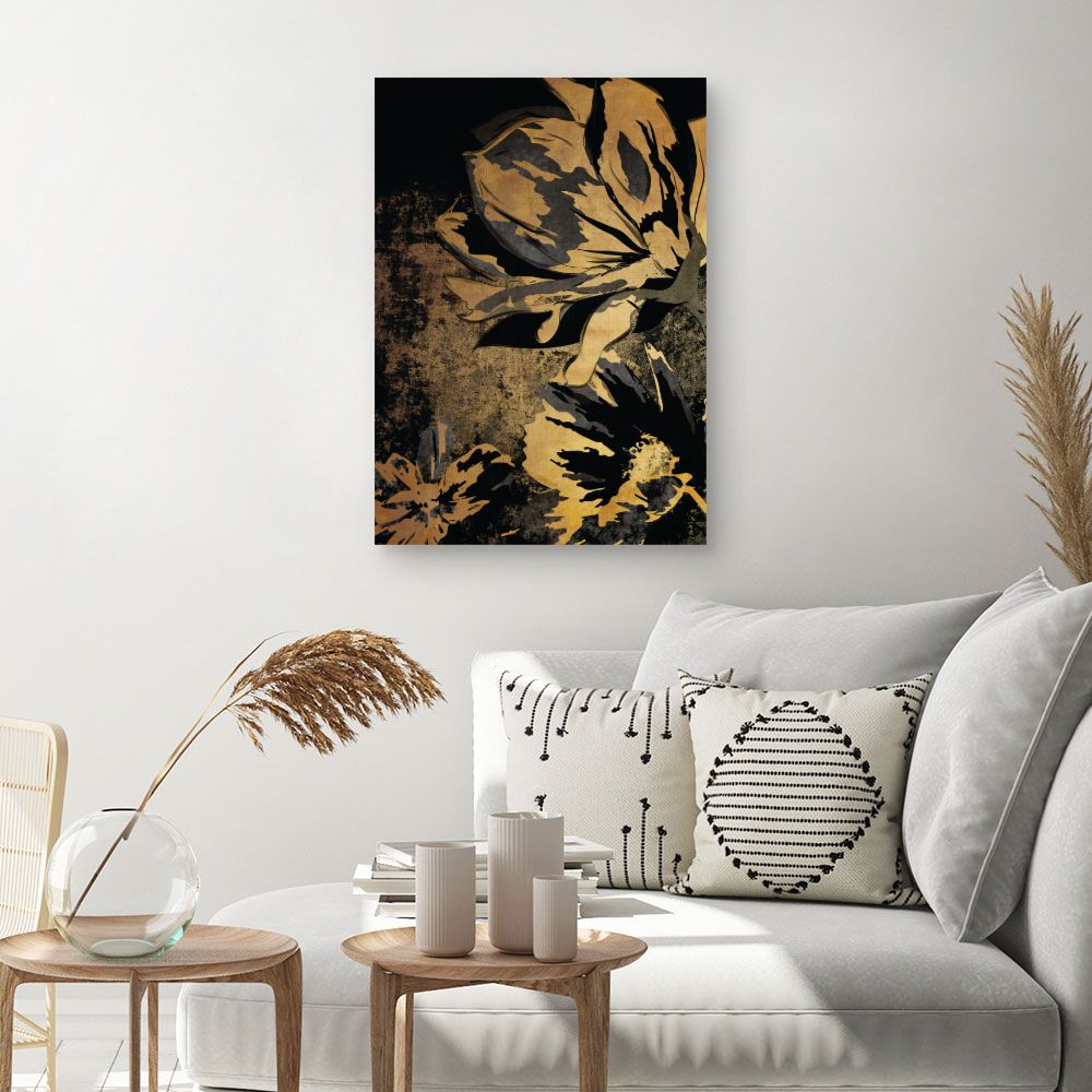 Tableau Fleurs dorées élégantes
