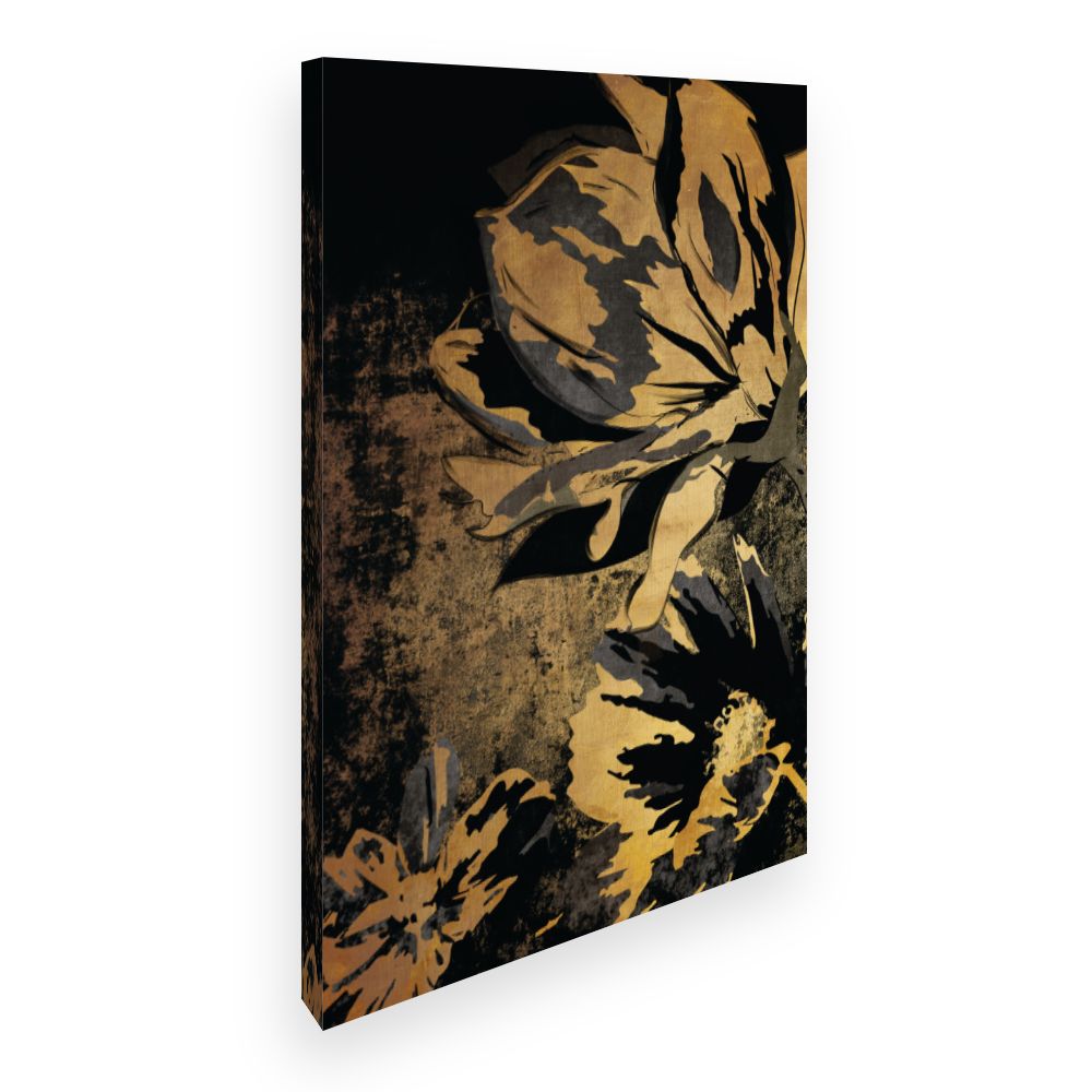 Toile Fleurs dorées élégantes