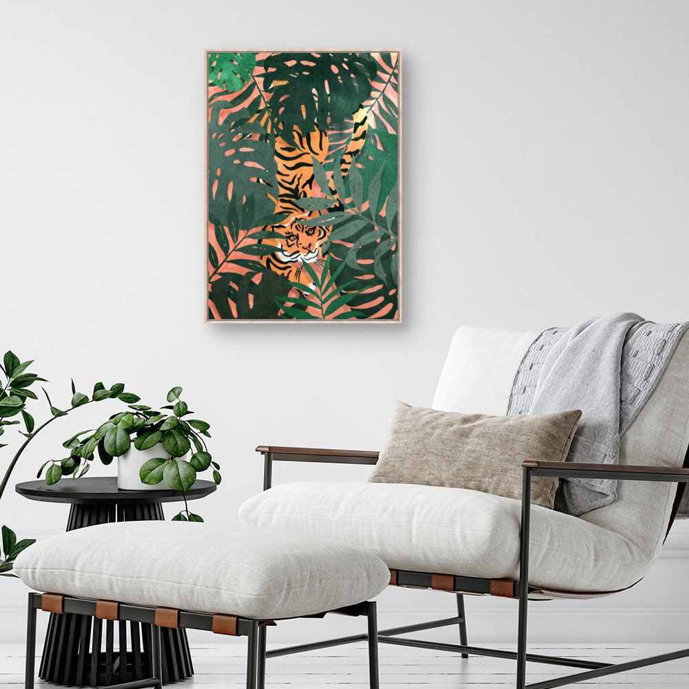 Tableau Tigre caché jungle