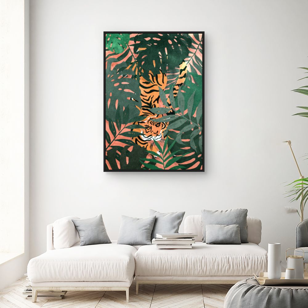 Tableau Tigre caché jungle