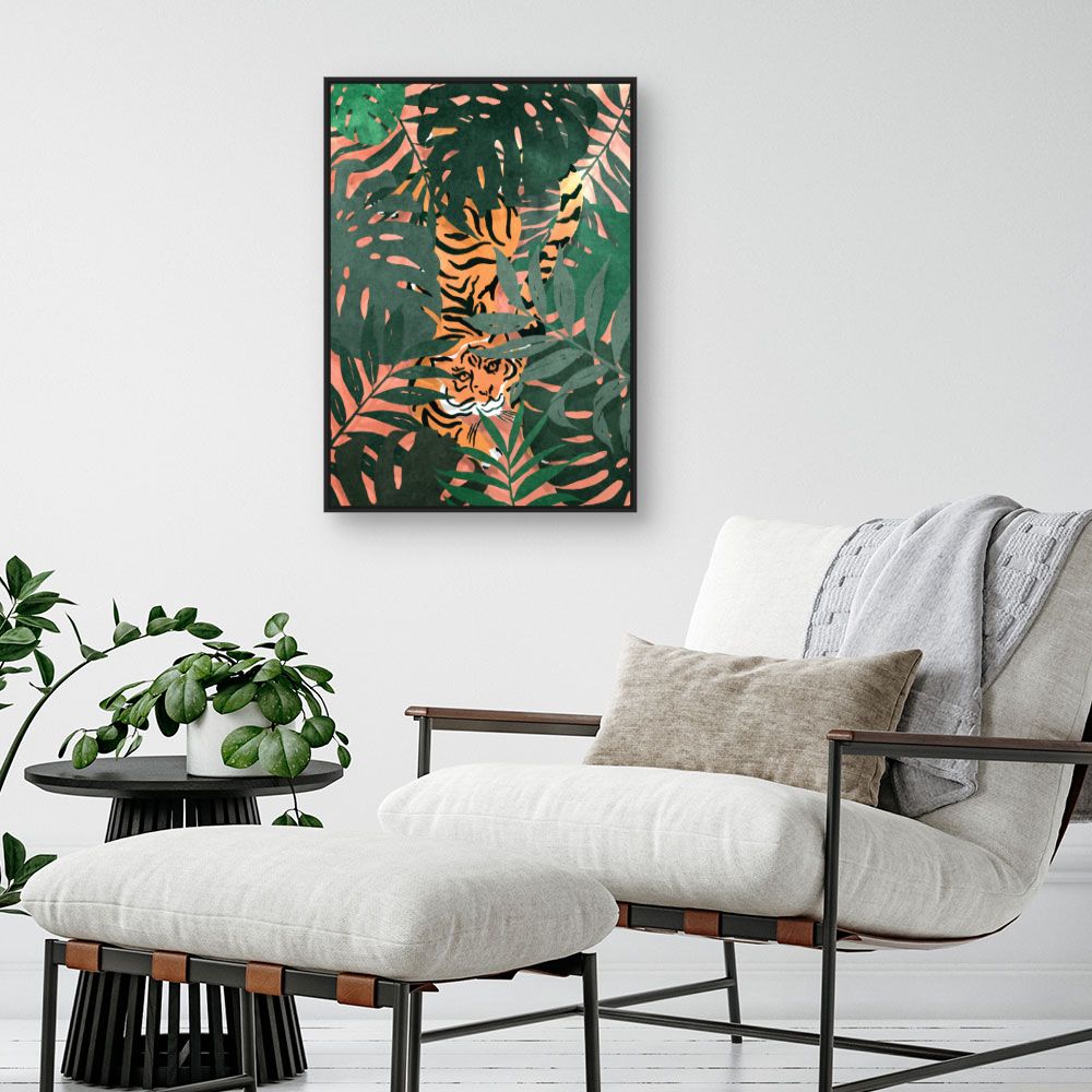 Tableau Tigre caché jungle