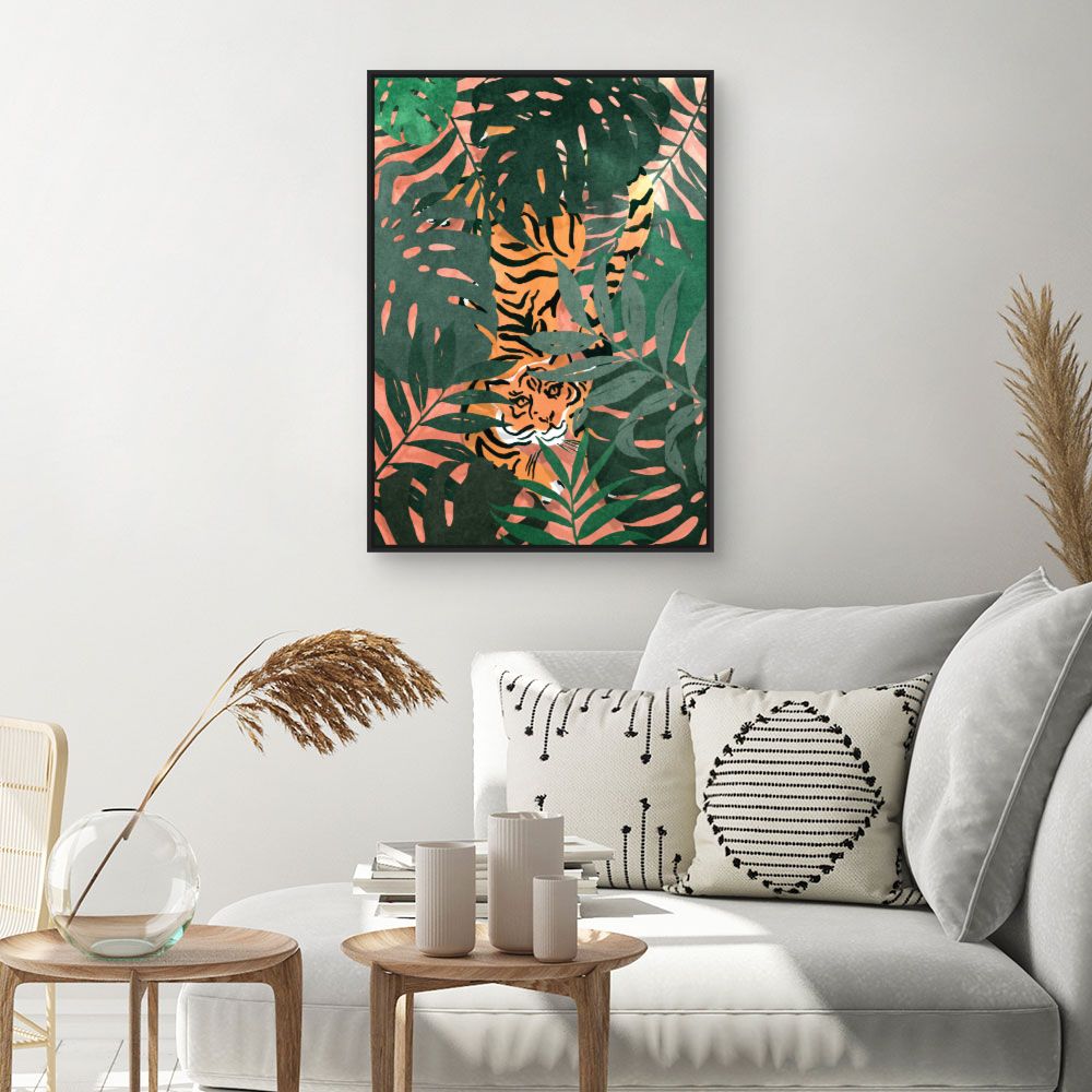 Tableau Tigre caché jungle