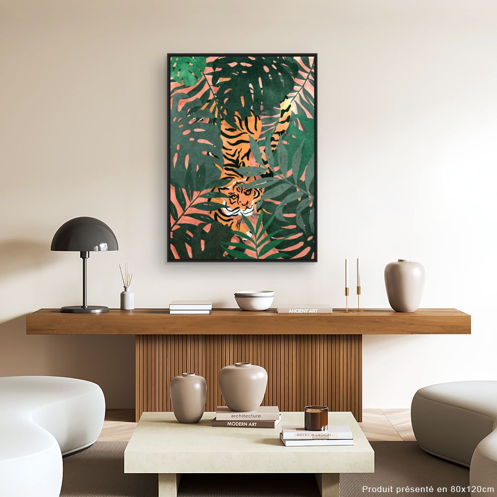 Tableau Tigre caché jungle