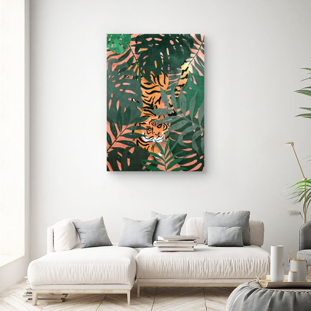 Tableau Tigre caché jungle