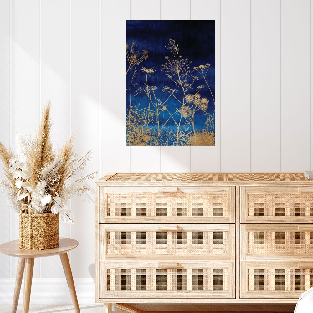 Affiche Fleurs dorées nocturnes